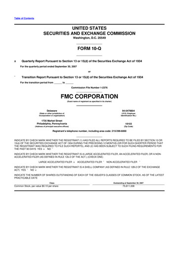 Thumbnail FMC Corporation 10-Q Quarterly Report FY 