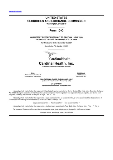 Thumbnail Cardinal Health 10-Q Quarterly Report FY 