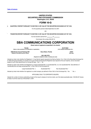 Thumbnail SBA Communications 10-Q Quarterly Report FY 