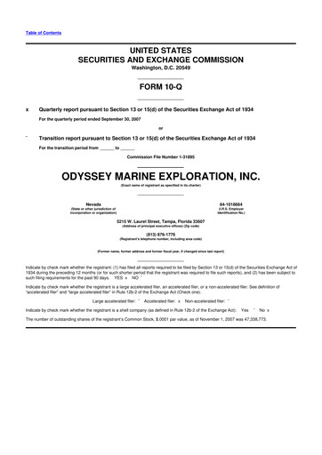 Thumbnail Odyssey Marine Exploration 10-Q Quarterly Report FY 