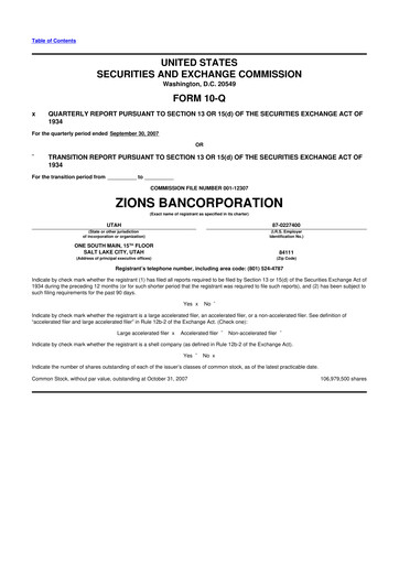 Thumbnail Zions Bancorporation
 10-Q Quarterly Report FY 