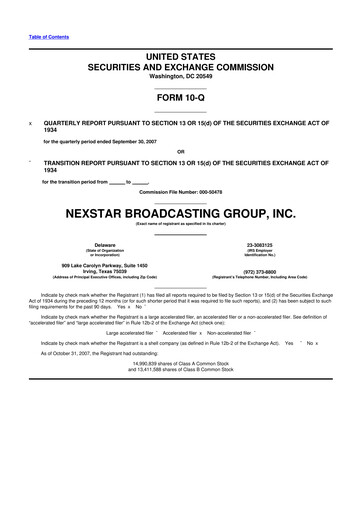 Thumbnail Nexstar Media Group
 10-Q Quarterly Report FY 