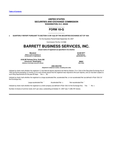Thumbnail Barrett Business Services 10-Q Quarterly Report FY 