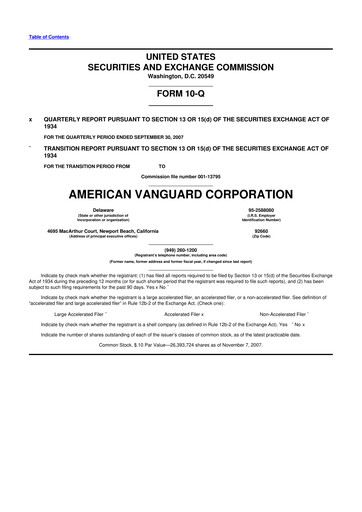 Thumbnail American Vanguard 10-Q Quarterly Report FY 