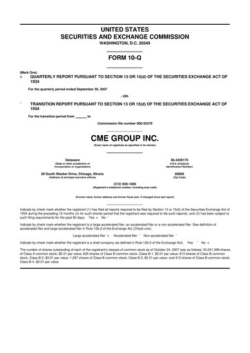 Thumbnail CME Group 10-Q Quarterly Report FY 