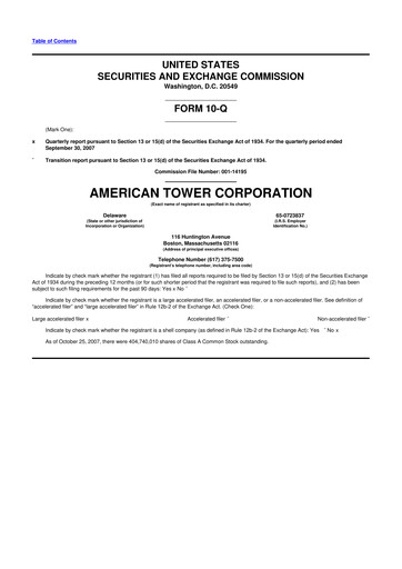 Vorschaubild American Tower 10-Q Quartalsbericht  