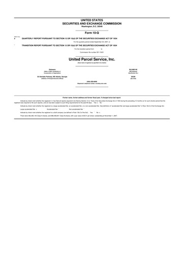 Thumbnail United Parcel Service 10-Q Quarterly Report FY 