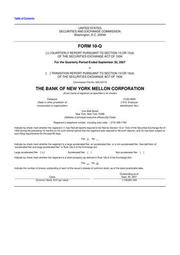 Thumbnail BNY Mellon (Bank of New York Mellon) 10-Q Quarterly Report FY 