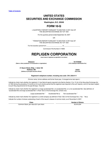 Thumbnail Repligen
 10-Q Quarterly Report FY 