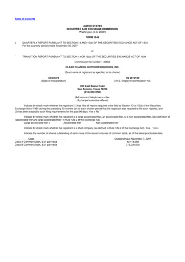 Thumbnail Clear Channel Outdoor
 10-Q Quarterly Report FY 