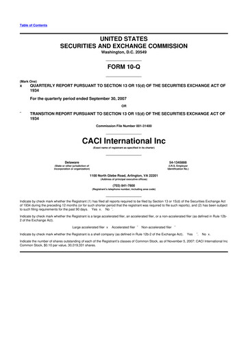 Thumbnail CACI International Inc 10-Q Quarterly Report FY 