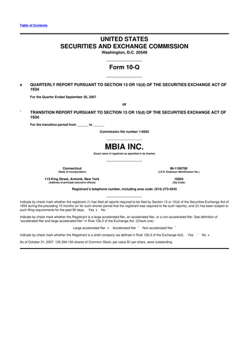 Thumbnail MBIA 10-Q Quarterly Report FY 