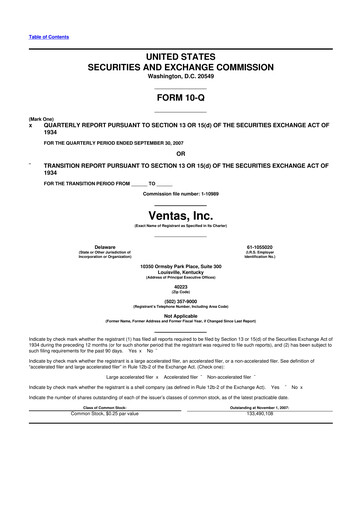 Thumbnail Ventas 10-Q Quarterly Report FY 
