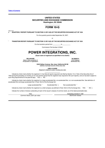 Thumbnail Power Integrations
 10-Q Quarterly Report FY 