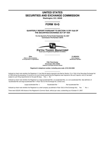 Thumbnail Fifth Third Bank
 10-Q Quarterly Report FY 