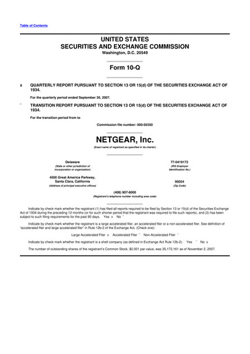 Thumbnail NETGEAR 10-Q Quarterly Report FY 