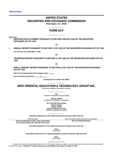 Thumbnail New Oriental 20-F Annual Report 