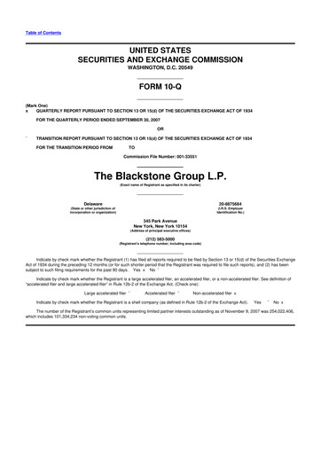 Thumbnail Blackstone Group 10-Q Quarterly Report FY 