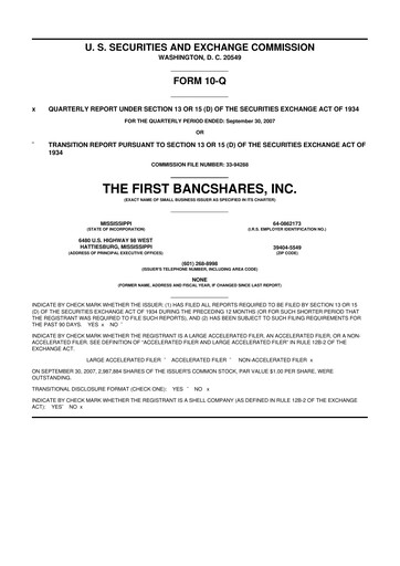 Miniature The First Bancshares 10-Q Rapport trimestriel  