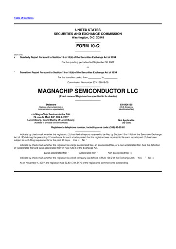 Miniature Magnachip Semiconductor 10-Q Rapport trimestriel  