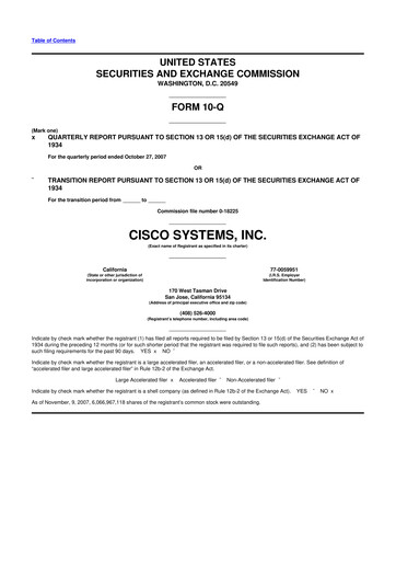 Thumbnail Cisco 10-Q Quarterly Report FY 