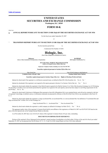 Thumbnail Hologic 10-K Annual Report 