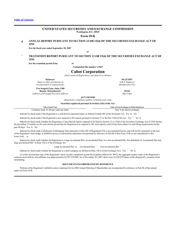 Thumbnail Cabot Corporation
 10-K Annual Report 