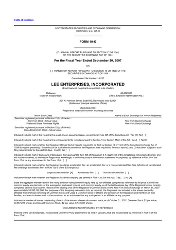 Thumbnail Lee Enterprises
 10-K Annual Report 