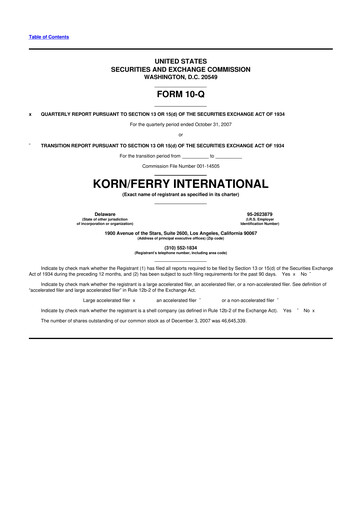 Miniature Korn Ferry
 10-Q Rapport trimestriel  