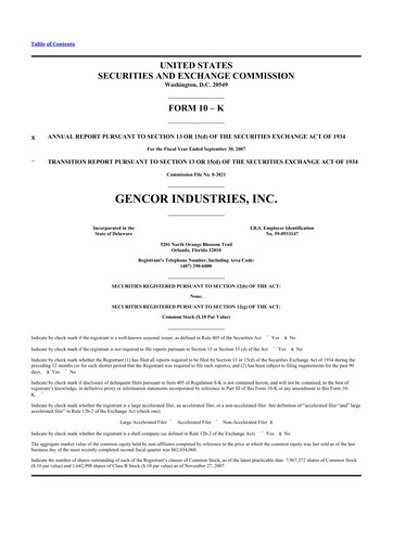 Thumbnail Gencor Industries
 10-K Annual Report 