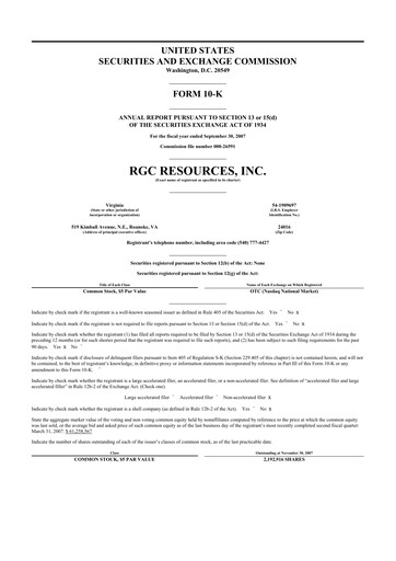 Thumbnail RGC Resources 10-K Annual Report 