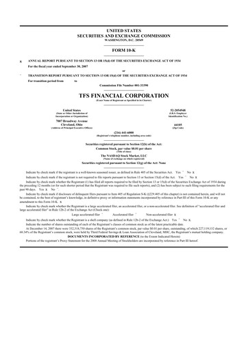 Thumbnail TFS Financial 10-K Annual Report 