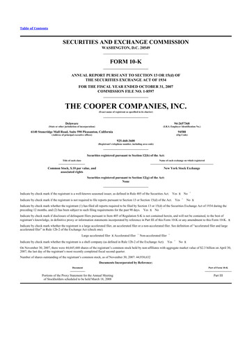 Thumbnail Cooper Companies 10-K Annual Report 