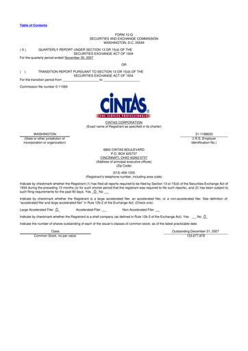 Thumbnail Cintas 10-Q Quarterly Report FY 