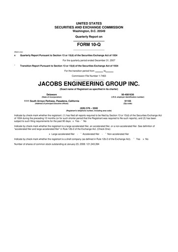 Thumbnail Jacobs Engineering 10-Q Quarterly Report FY 
