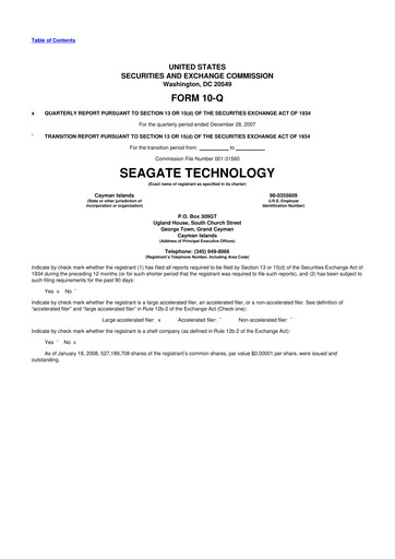 Thumbnail Seagate Technology 10-Q Quarterly Report FY 