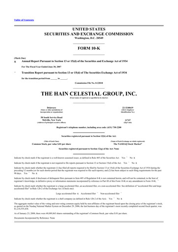 Thumbnail Hain Celestial 10-K Annual Report 