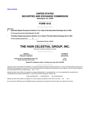 Thumbnail Hain Celestial 10-Q Quarterly Report FY 