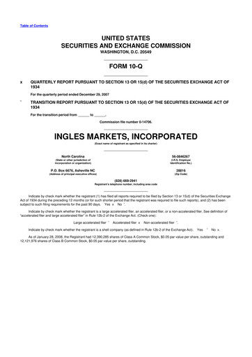 Miniature Ingles Markets 10-Q Rapport trimestriel  