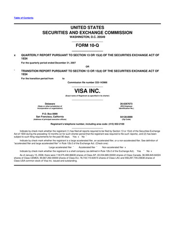 Vorschaubild Visa 10-Q Quartalsbericht  