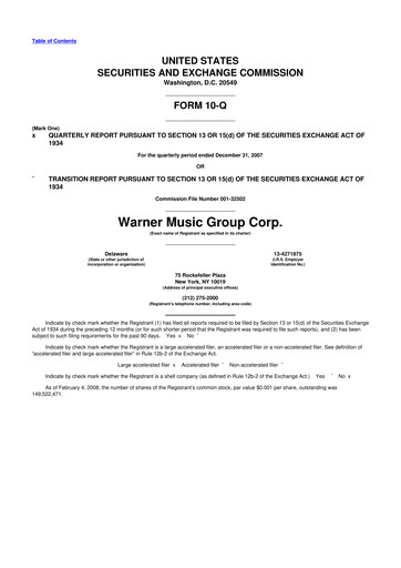 Thumbnail Warner Music Group
 10-Q Quarterly Report FY 
