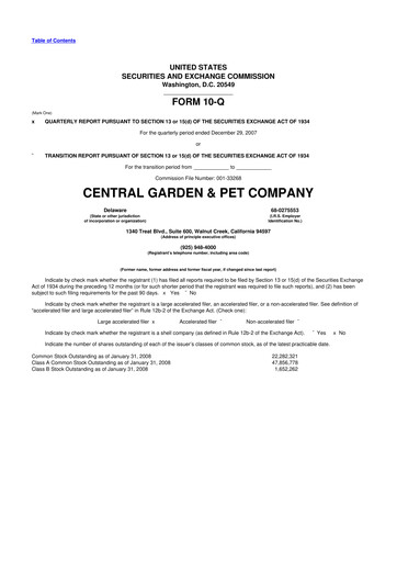 Vorschaubild Central Garden & Pet 10-Q Quartalsbericht  