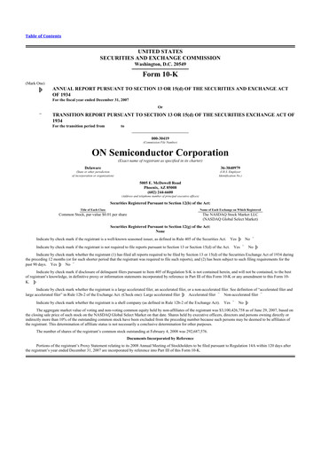 Thumbnail ON Semiconductor 10-K Annual Report 