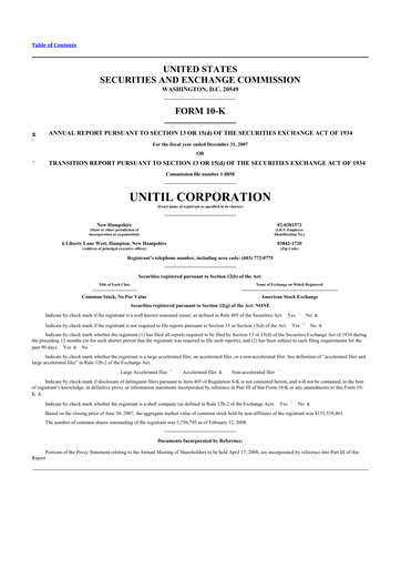 Thumbnail Unitil Corporation
 10-K Annual Report 