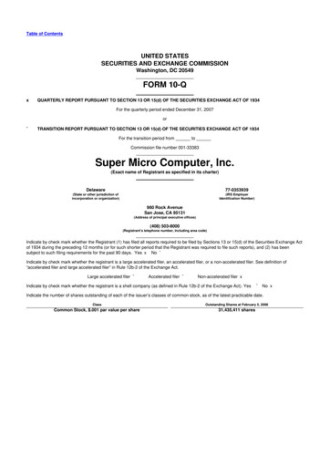 Thumbnail Supermicro 10-Q Quarterly Report FY 