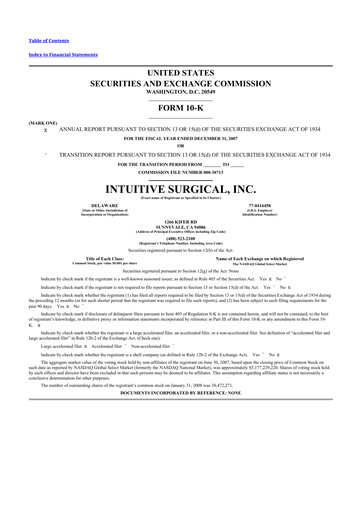 Thumbnail Intuitive Surgical 10-K Annual Report 