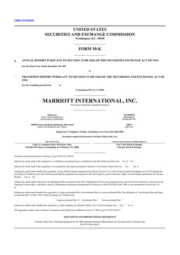 Thumbnail Marriott International 10-K Annual Report 