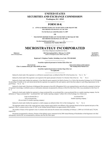 Thumbnail Strategy 
 (MicroStrategy) 10-K Annual Report 