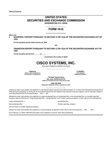 Thumbnail Cisco 10-Q Quarterly Report FY 
