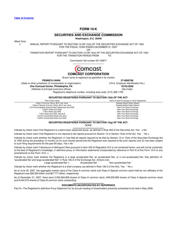 Thumbnail Comcast 10-K Annual Report 